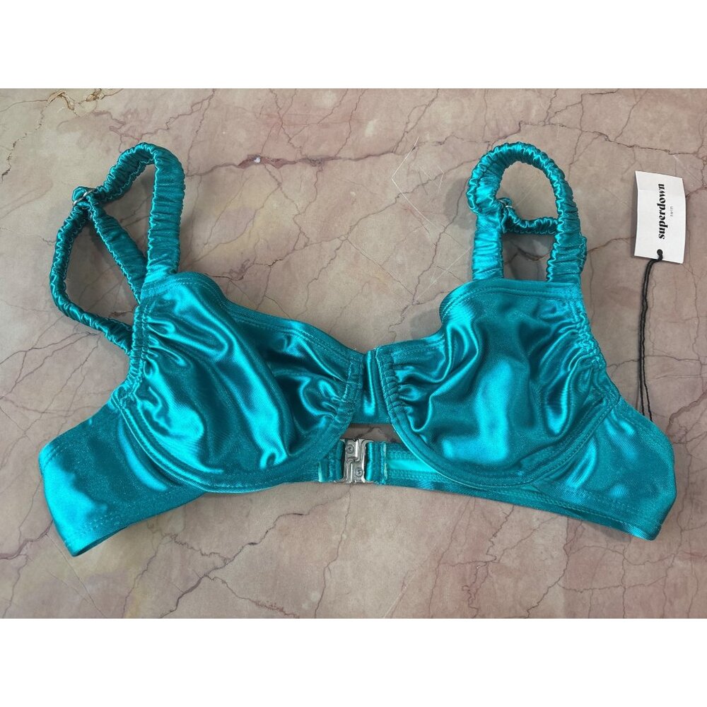 superdown Jessa Bikini Top in Teal Medium New Womens Swimsuit - Picture 4 of 7